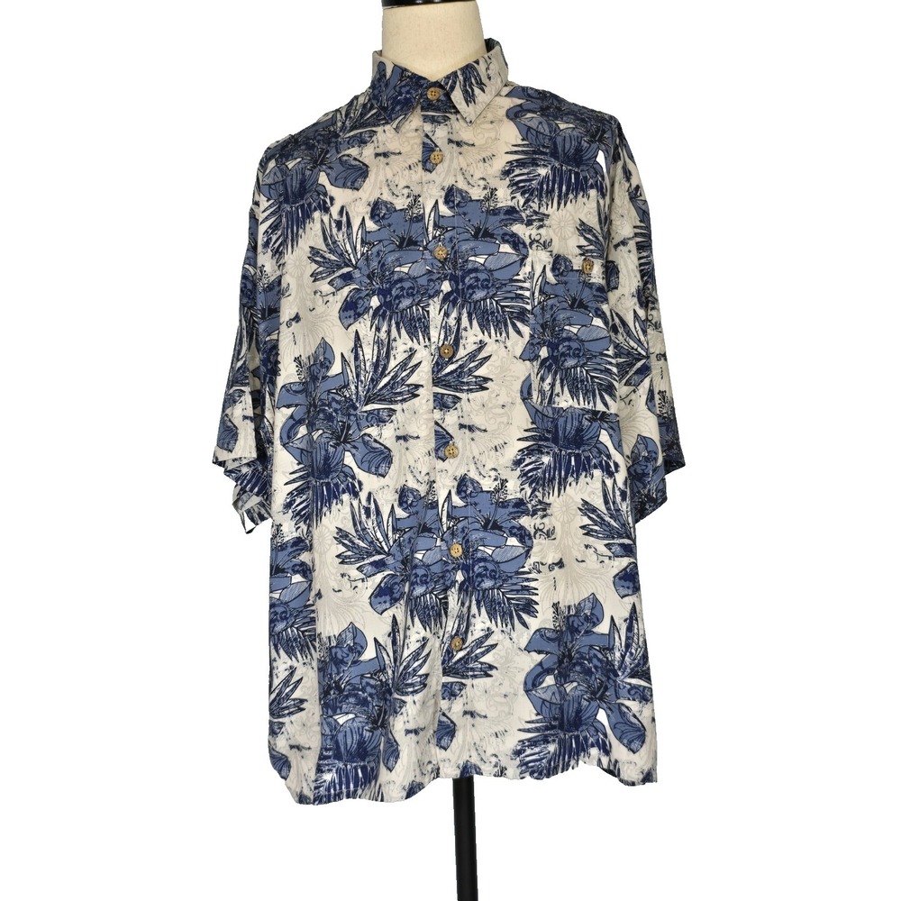 Puritan Mens Hawaiian Shirt 3XL Button Up Short Sleeve Floral Tropical Rayon